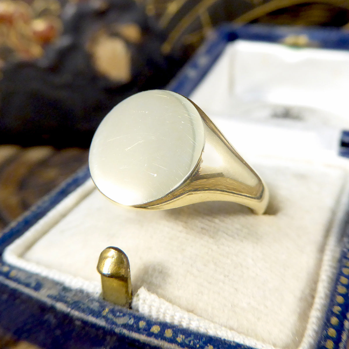 New Circular Signet Pinky Ring in 9ct Yellow Gold