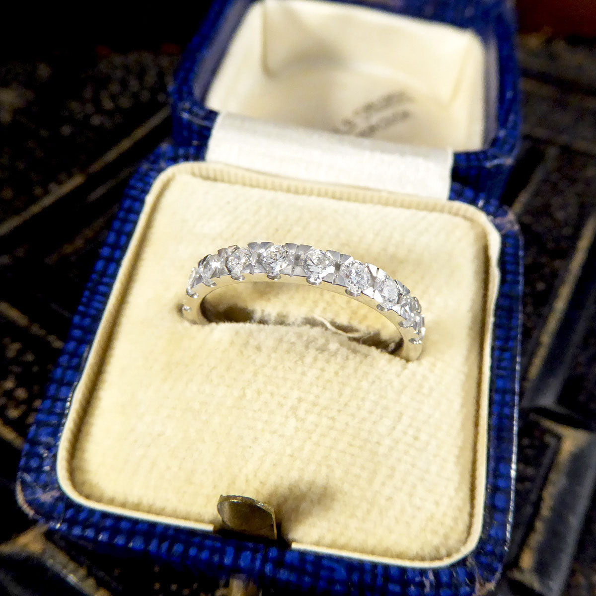 Modern Diamond Half Eternity Ring in Platinum