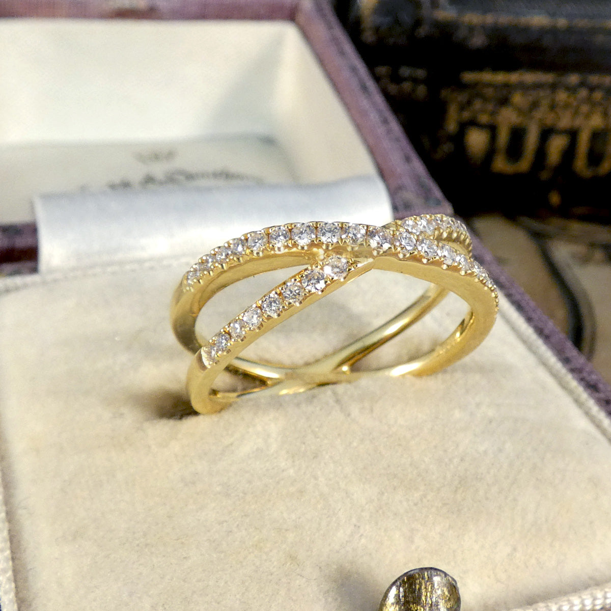 Diamond Two Strand Crossover Ring in 18ct Yellow Gold