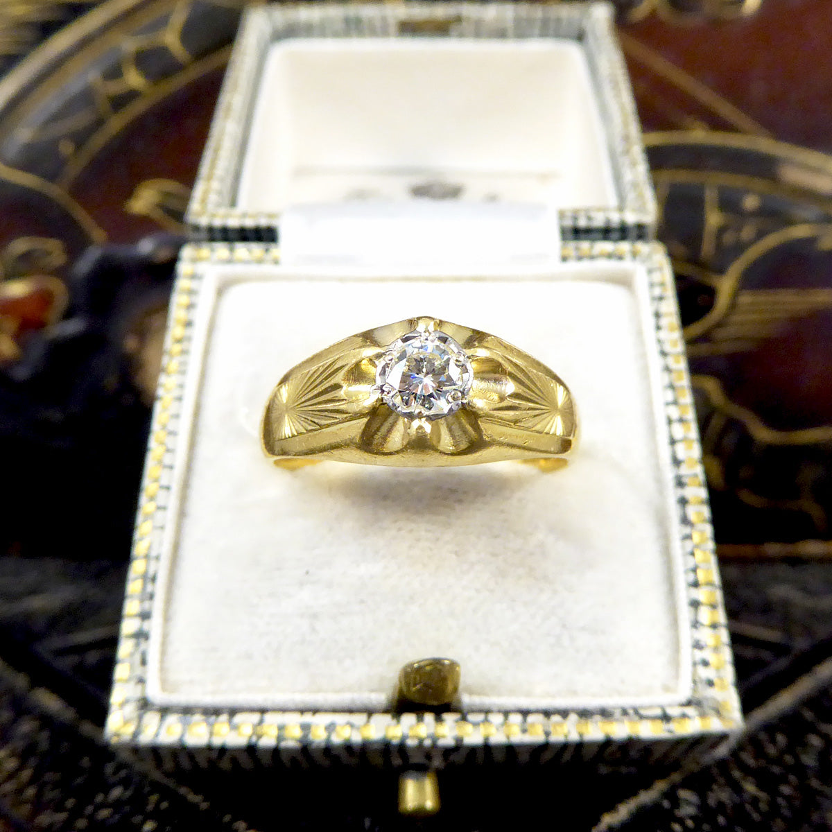 Vintage Diamond Set Gypsy Ring in 18ct Yellow Gold C1975