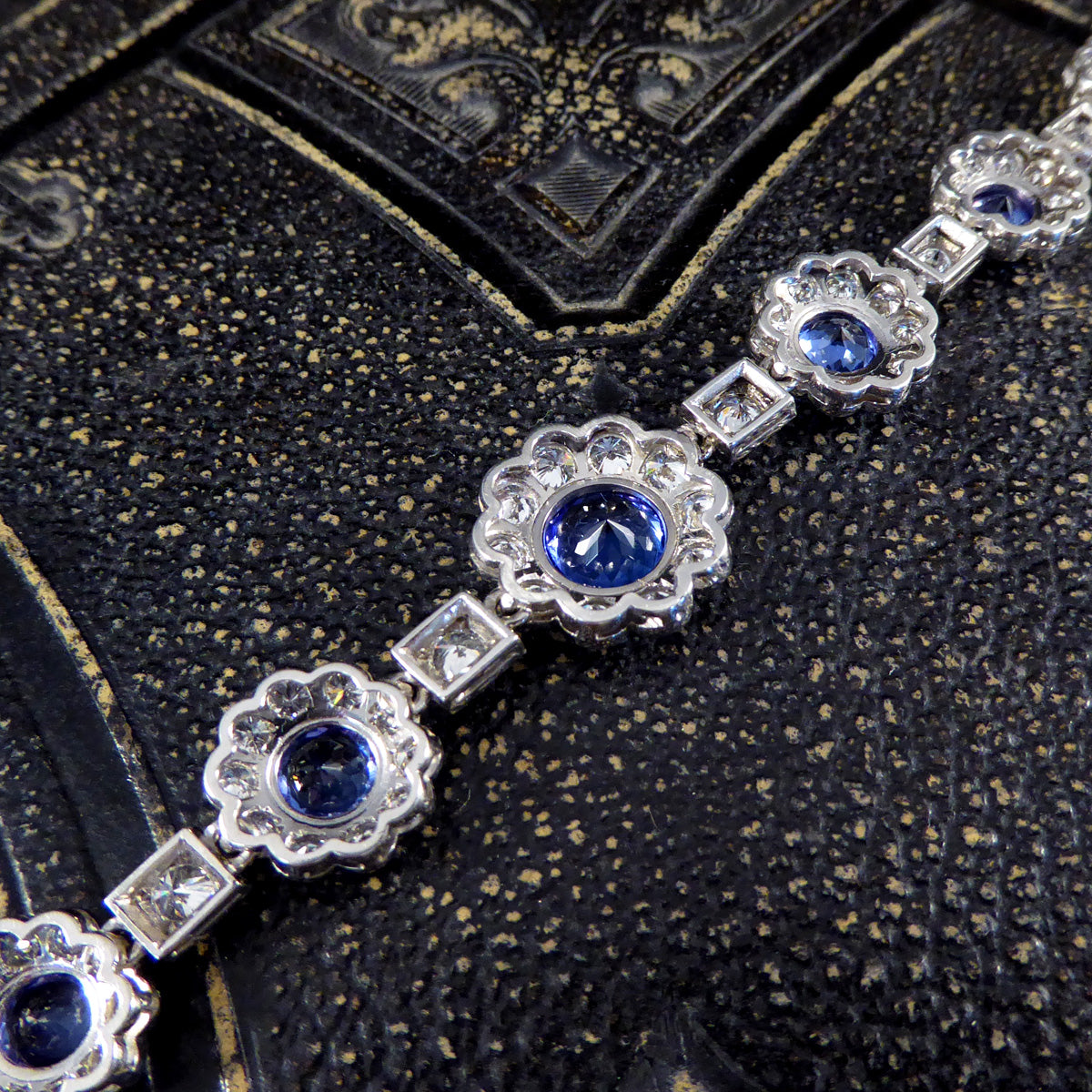 Tanzanite and Diamond Cluster Bracelet in Platinum