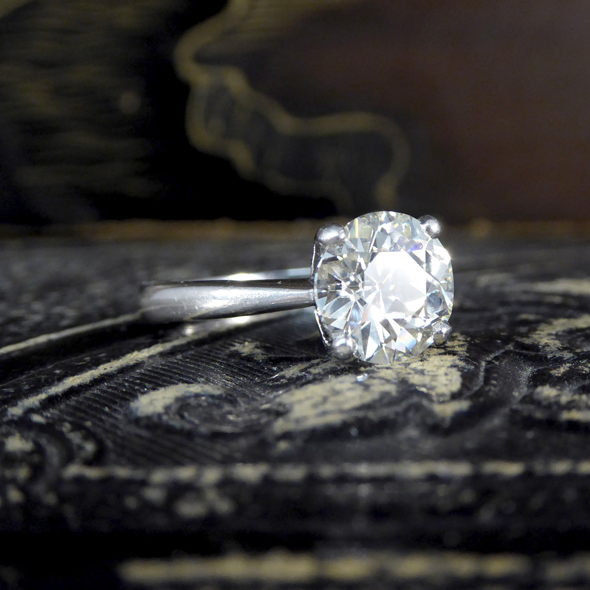 2.44ct Old European Cut Diamond Solitaire Ring in Platinum