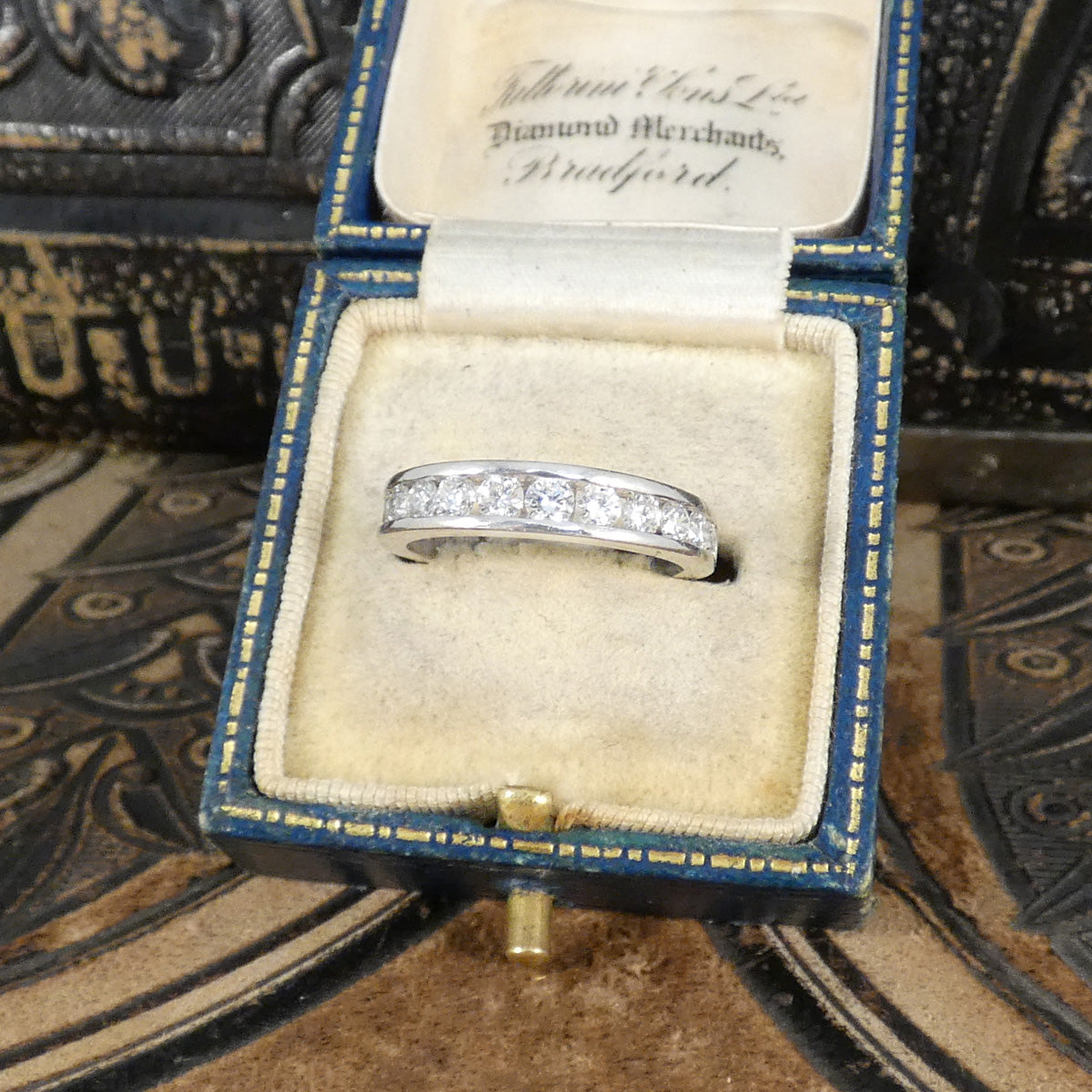 0.75ct Diamond Channel Set Half Eternity Ring in Platinum spreading half way around the finger making the perfect wedding ring and stackable ring.