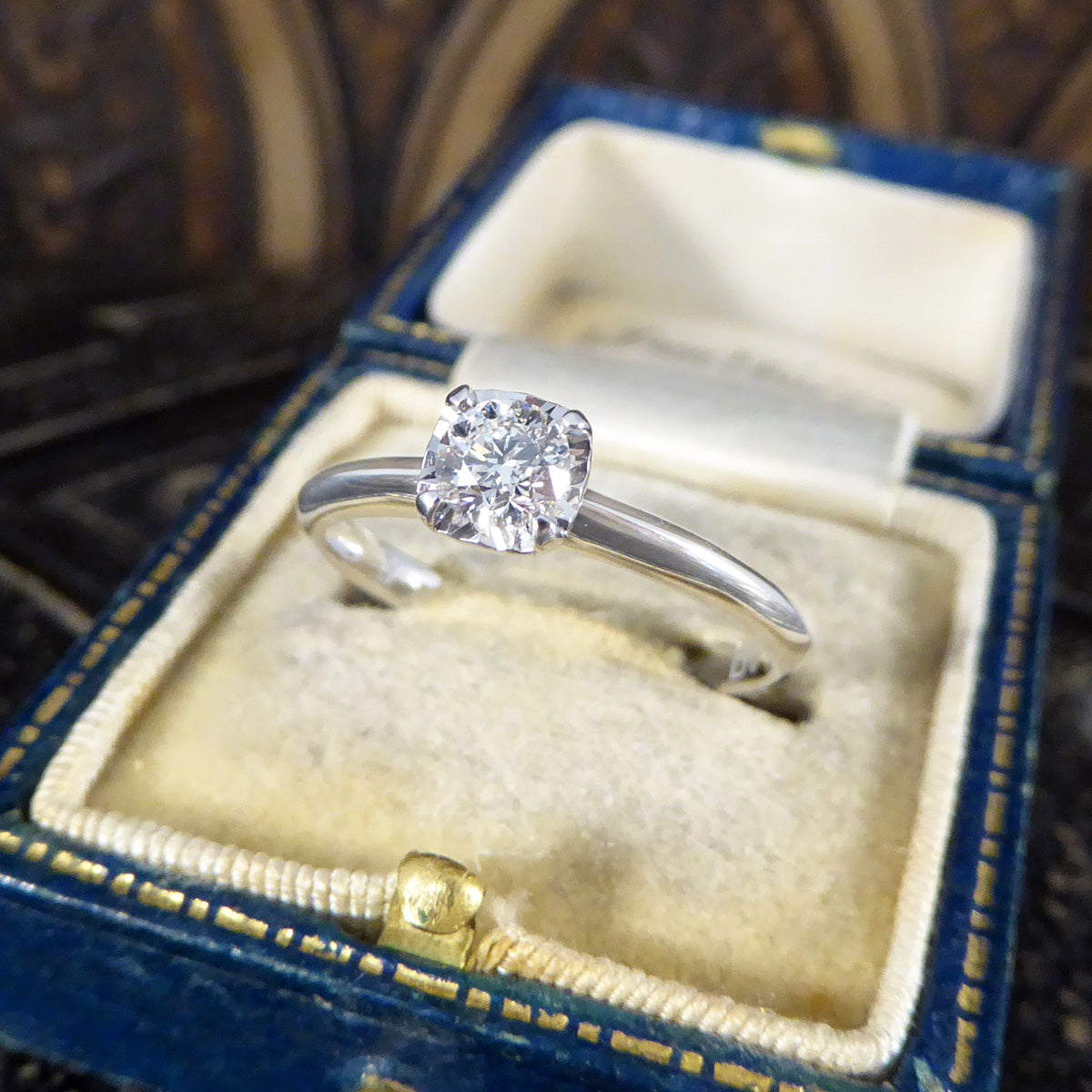 Diamond Solitaire Ring with a Cushion Cut Illusion in White Gold