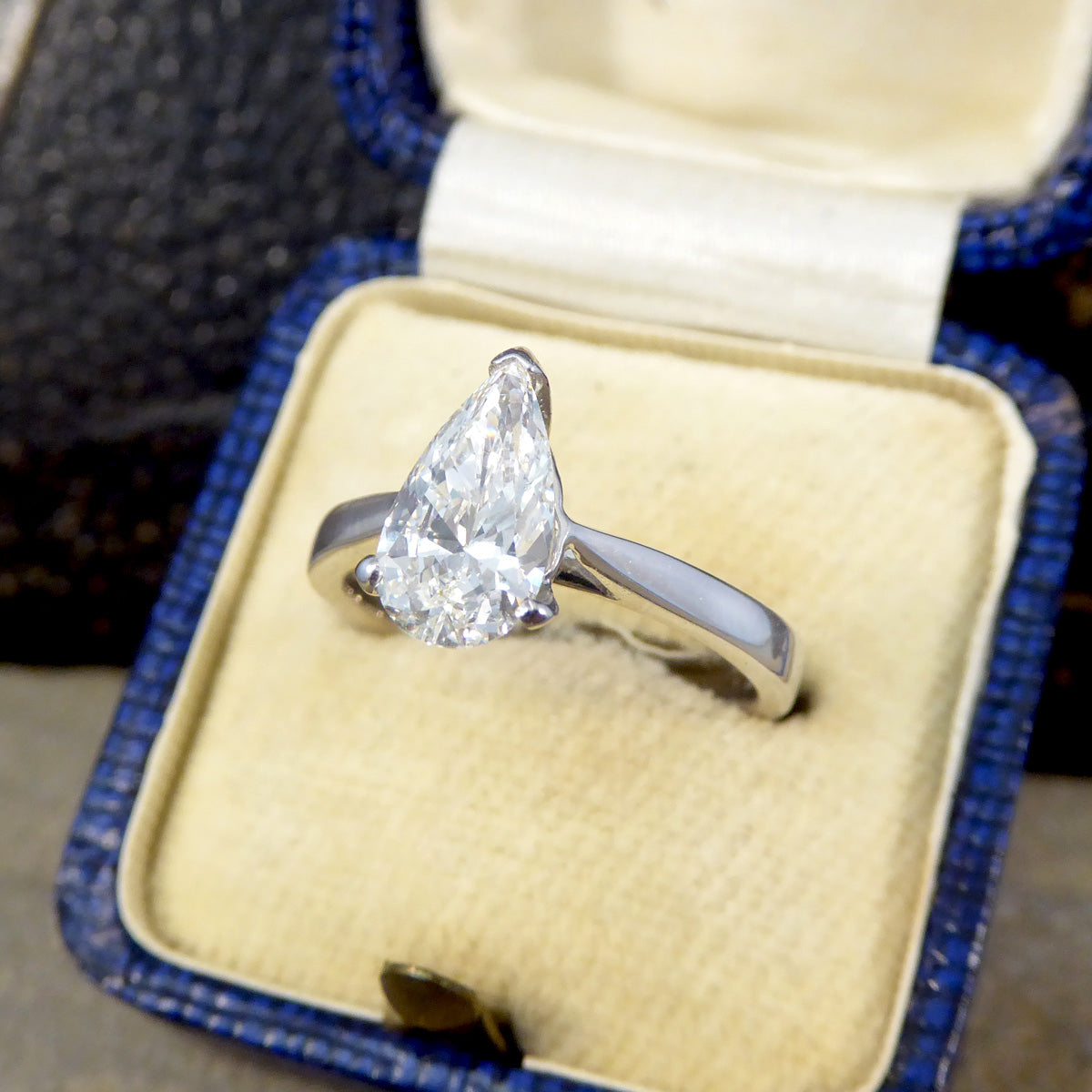 Two carat pear on sale shaped diamond ring