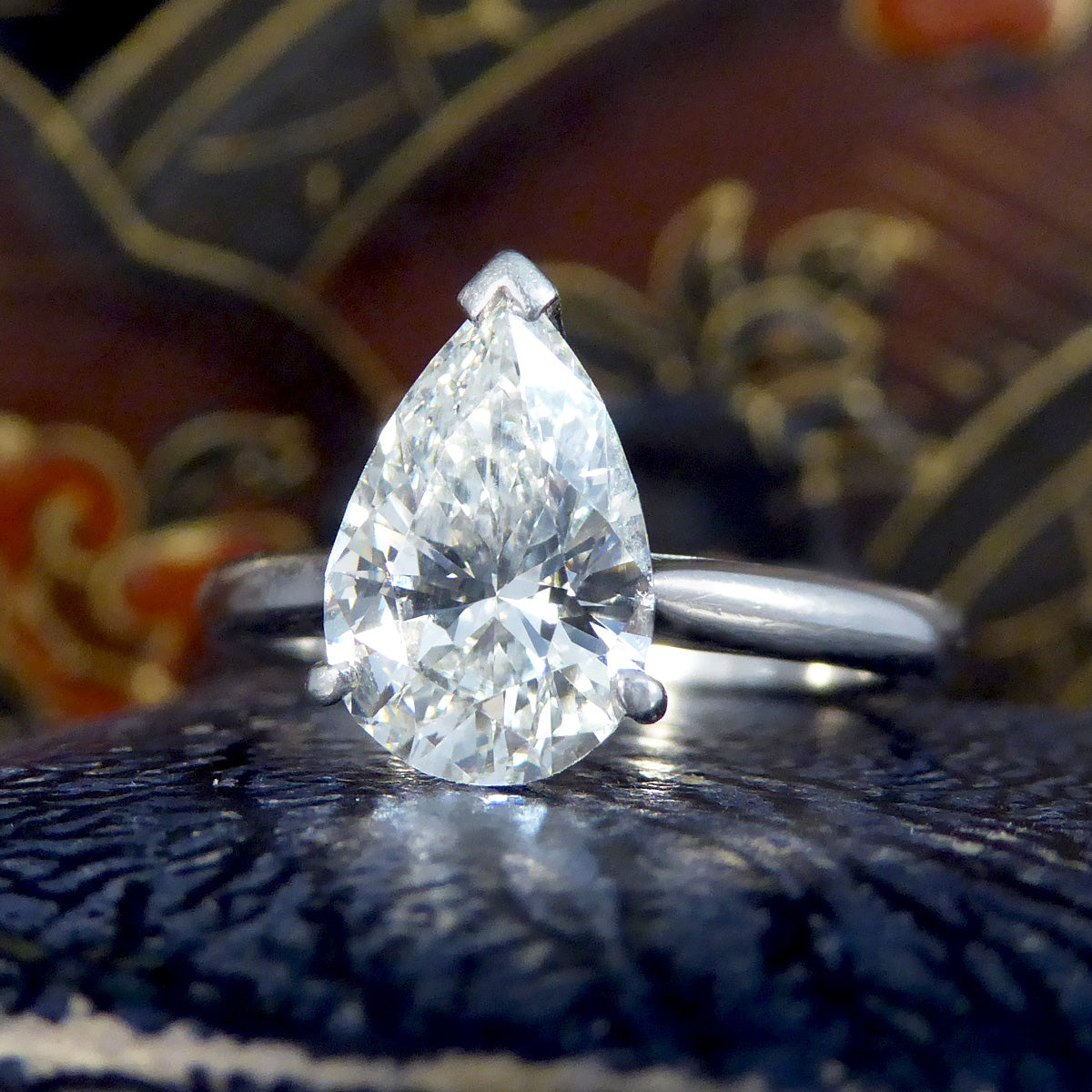 2.10ct Pear Shaped Brilliant Cut Diamond Solitaire Ring in Platinum