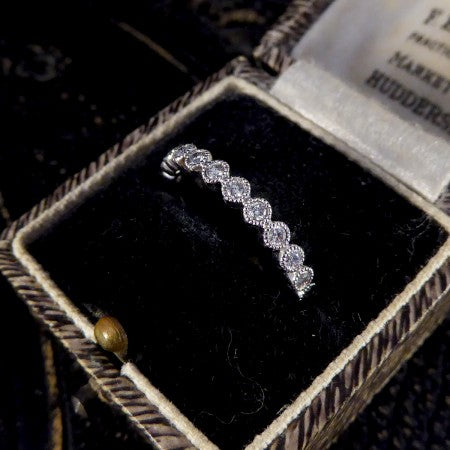 Diamond Rub Over Collar Set White Gold Half Eternity Ring