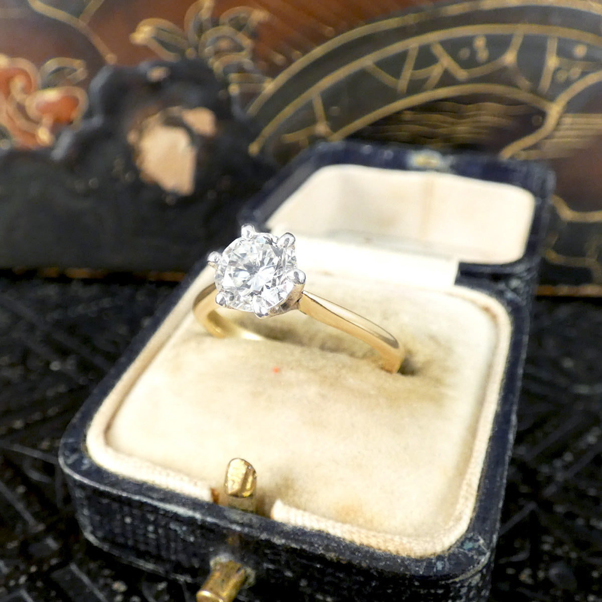 Classic 0.90ct Brilliant Cut Diamond Solitaire Ring in 18ct Yellow and White Gold