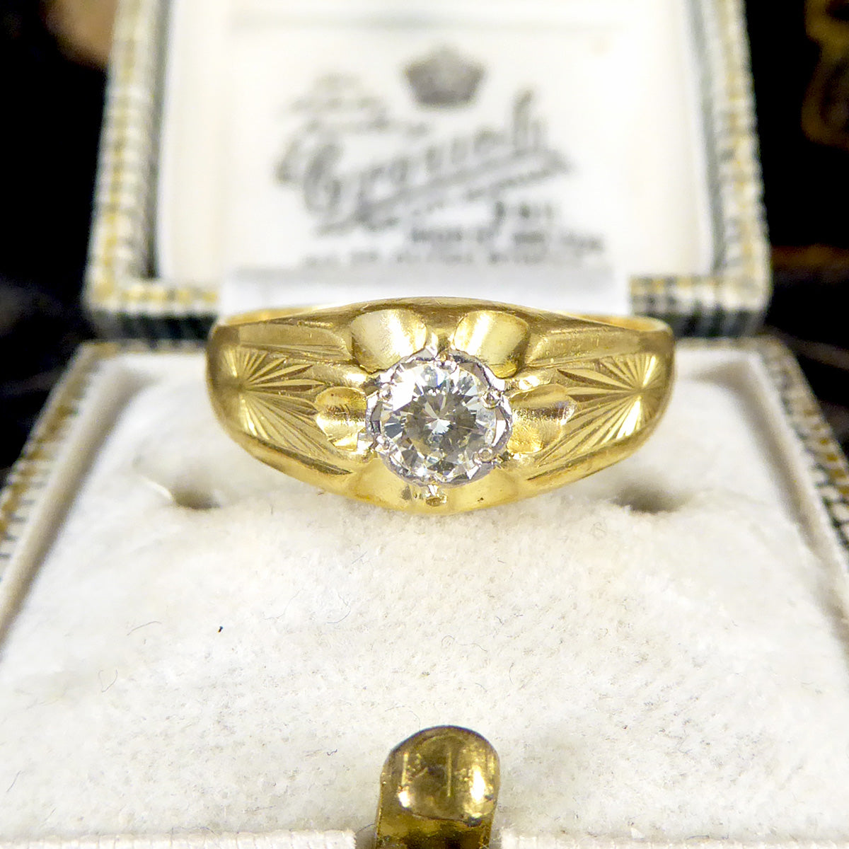 Vintage Diamond Set Gypsy Ring in 18ct Yellow Gold C1975