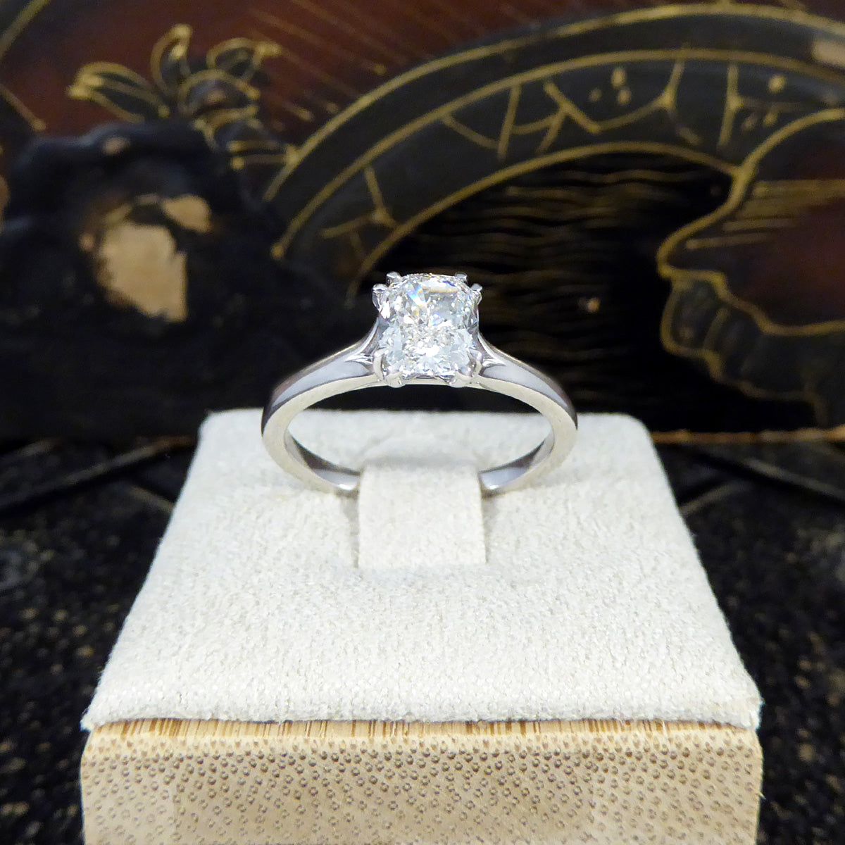 1.00ct Cushion Modified Brilliant Cut Diamond Solitaire Engagement Ring in 18ct White Gold
