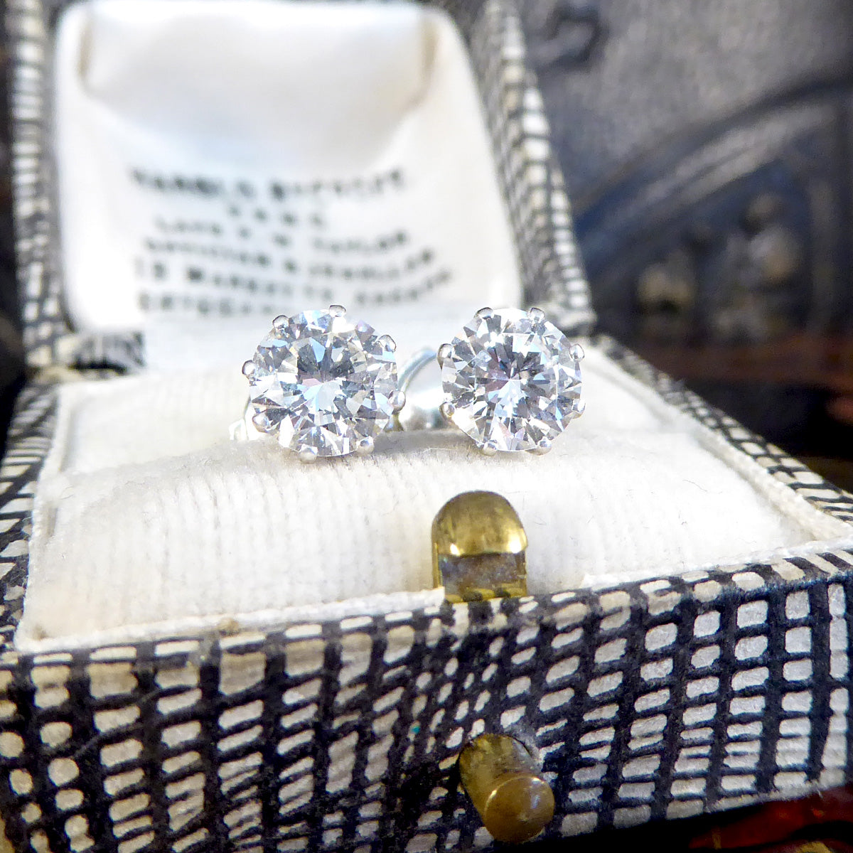 1.80ct Round Brilliant Cut Diamond Stud Earrings in Platinum