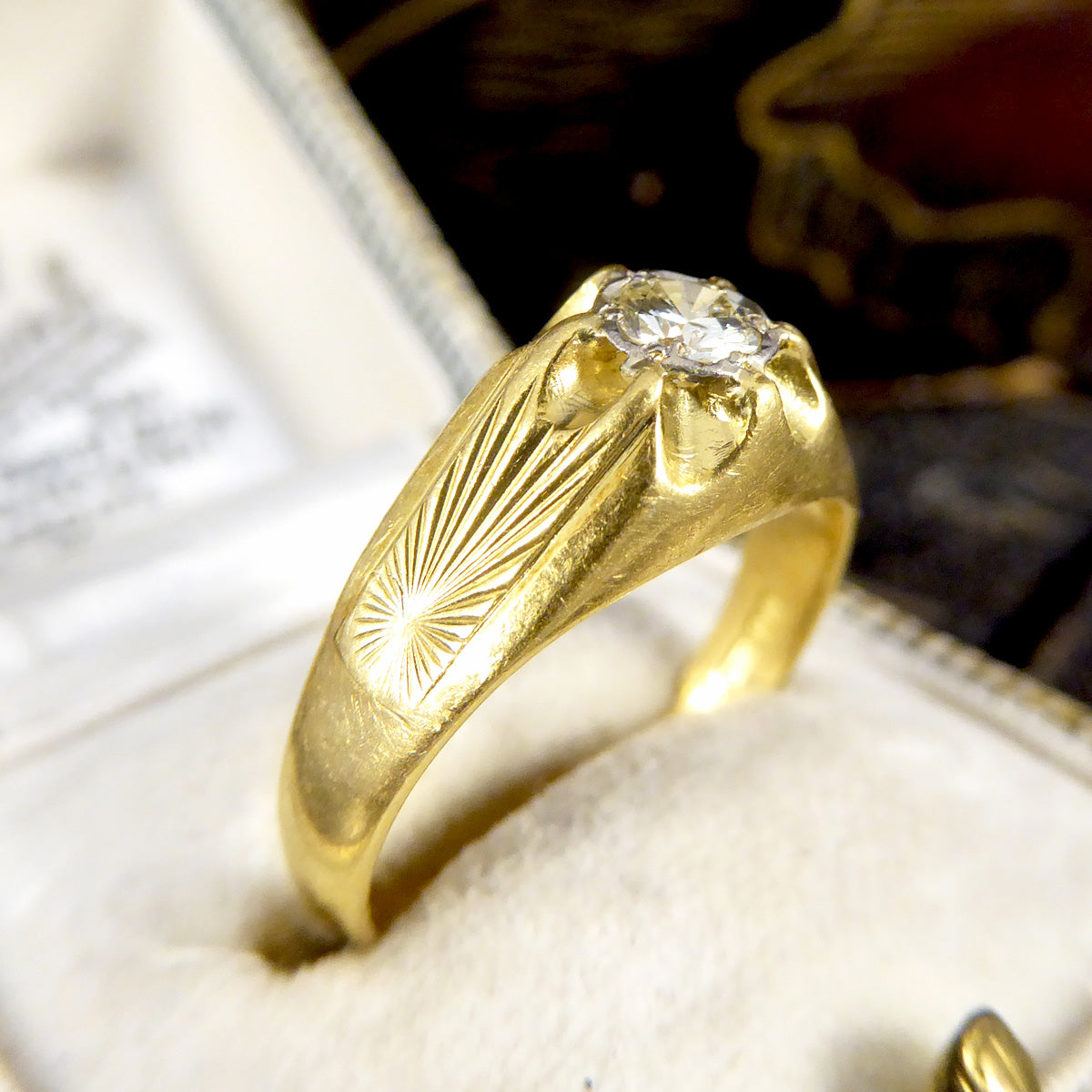 Vintage Diamond Set Gypsy Ring in 18ct Yellow Gold C1975