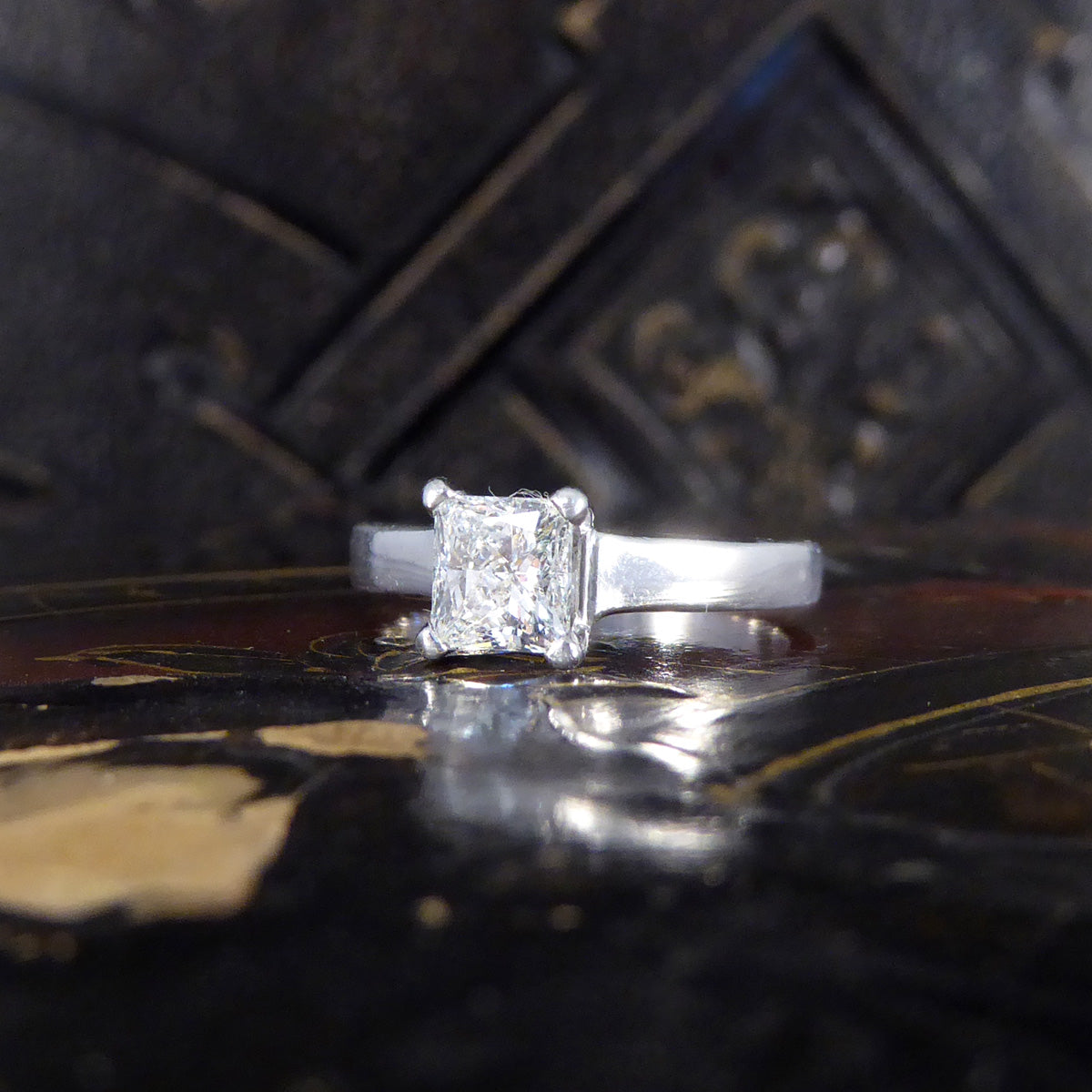 0.71ct Princess Cut Diamond Solitaire Engagement Ring in 18ct White Gold