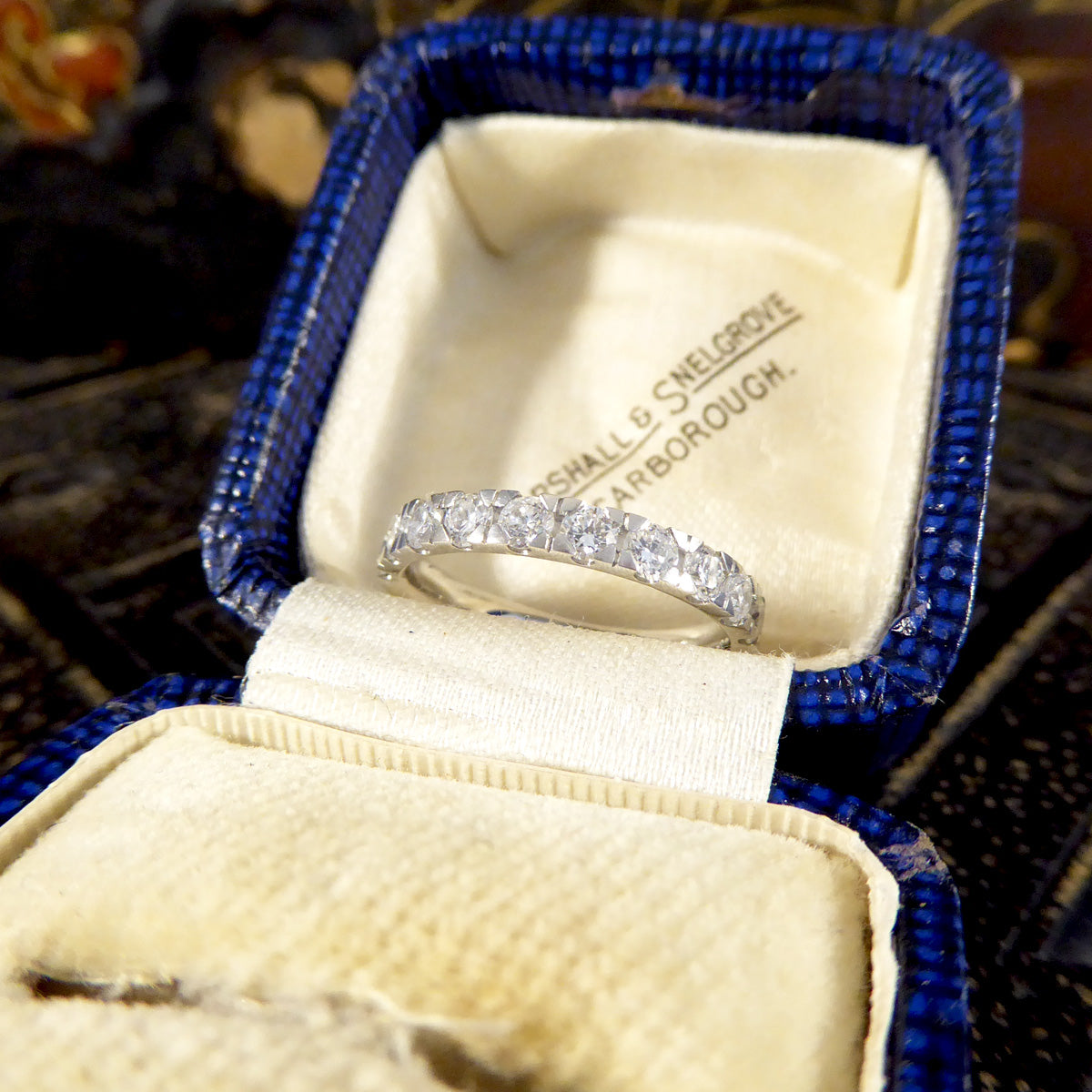 Modern Diamond Half Eternity Ring in Platinum