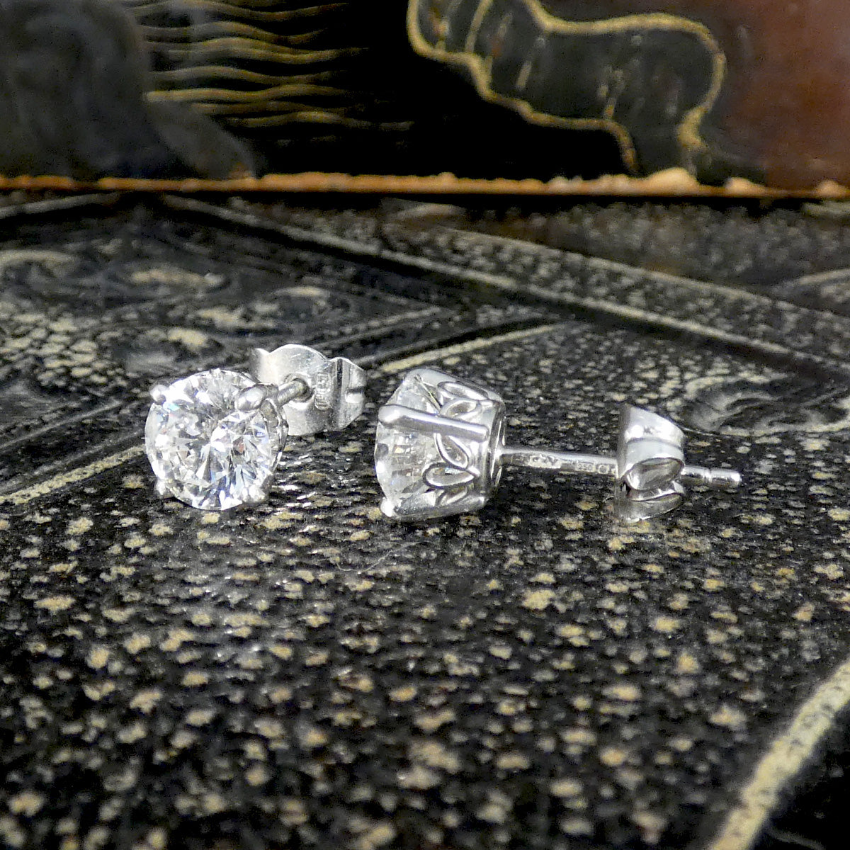 Brilliant cut Diamond stud earrings with secure butterfly backs.