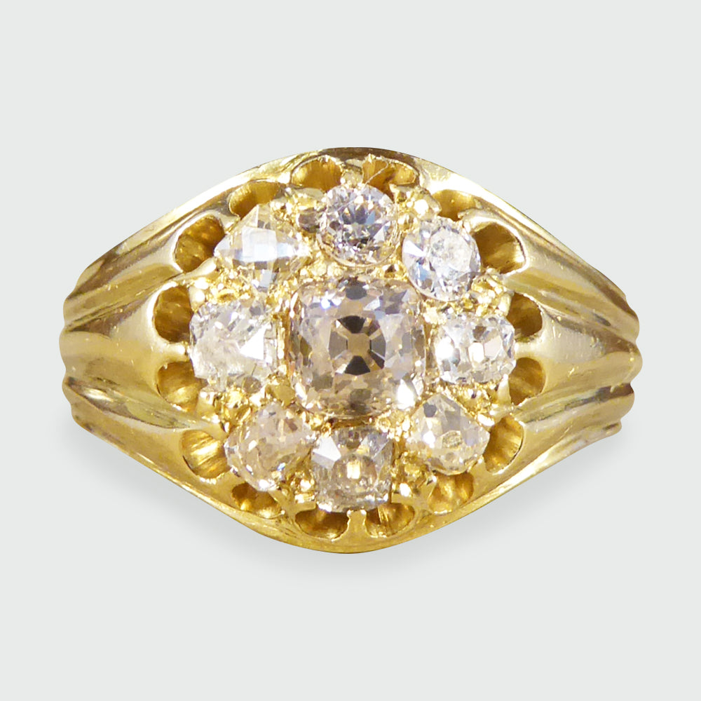 Late Victorian Diamond Cluster Ring in 18ct Yellow Gold