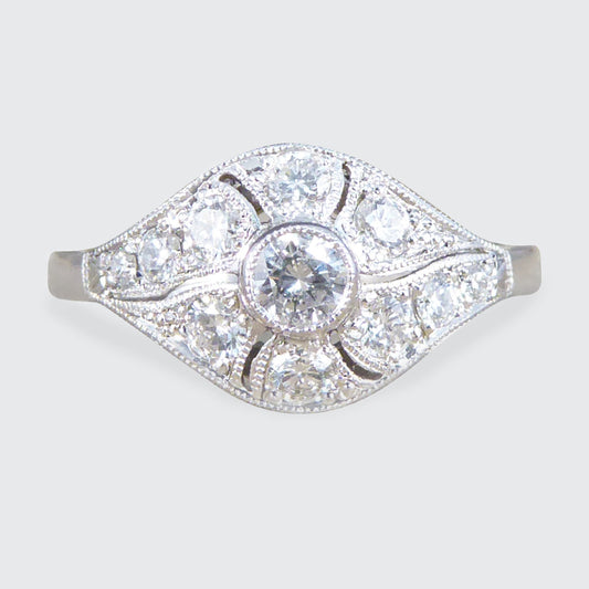 Premium Period Art Deco Replica 0.45ct Diamond Ring in 18ct White Gold