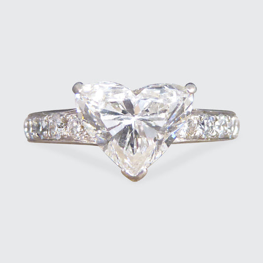 ON HOLD 1.51ct Heart Cut Diamond Engagement Ring with Brilliant Cut Diamond Shoulders in 18ct White Gold