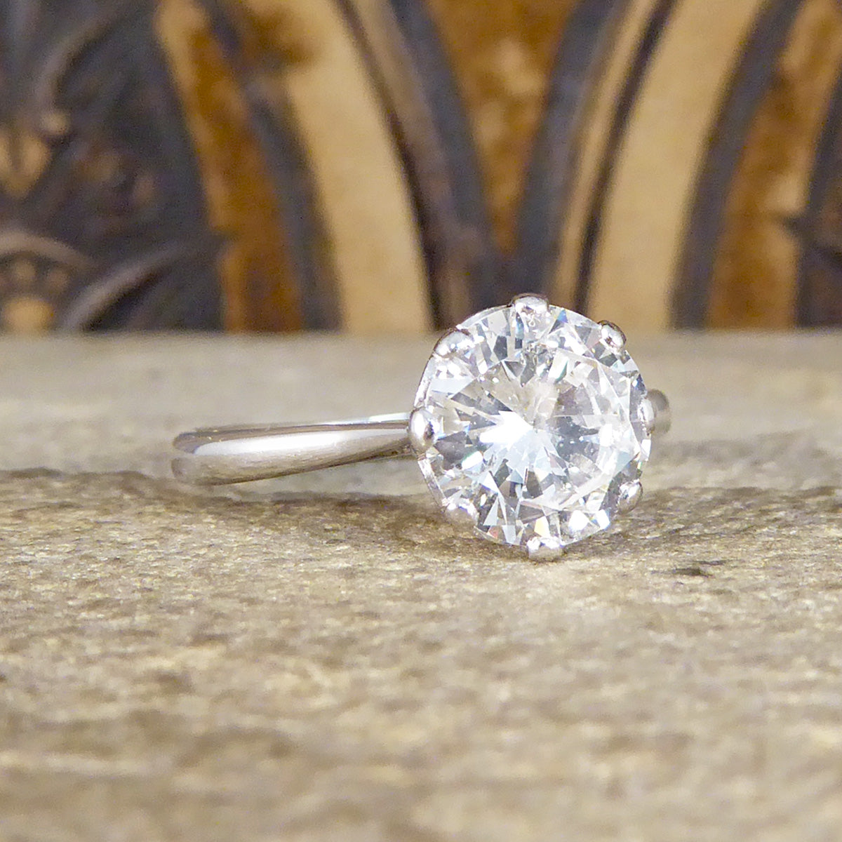1930's 1.77ct Round Brilliant Cut Diamond Solitaire Engagement Ring in 18ct White Gold and Platinum