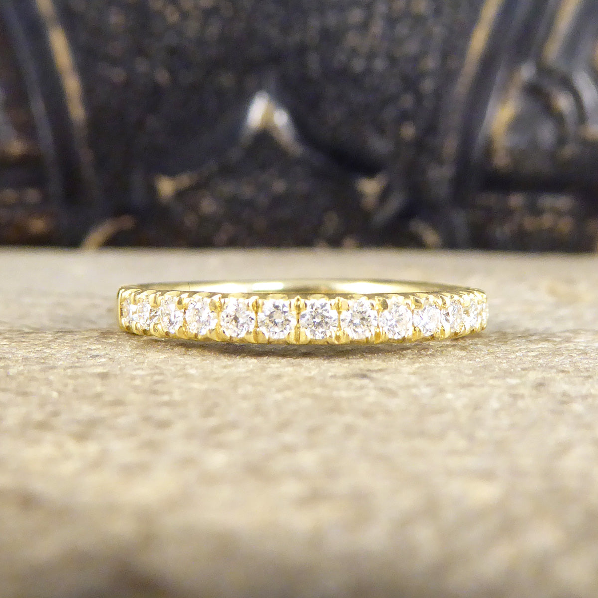 Modern Brilliant Cut Diamond Half Eternity Ring in 18ct Yellow Gold