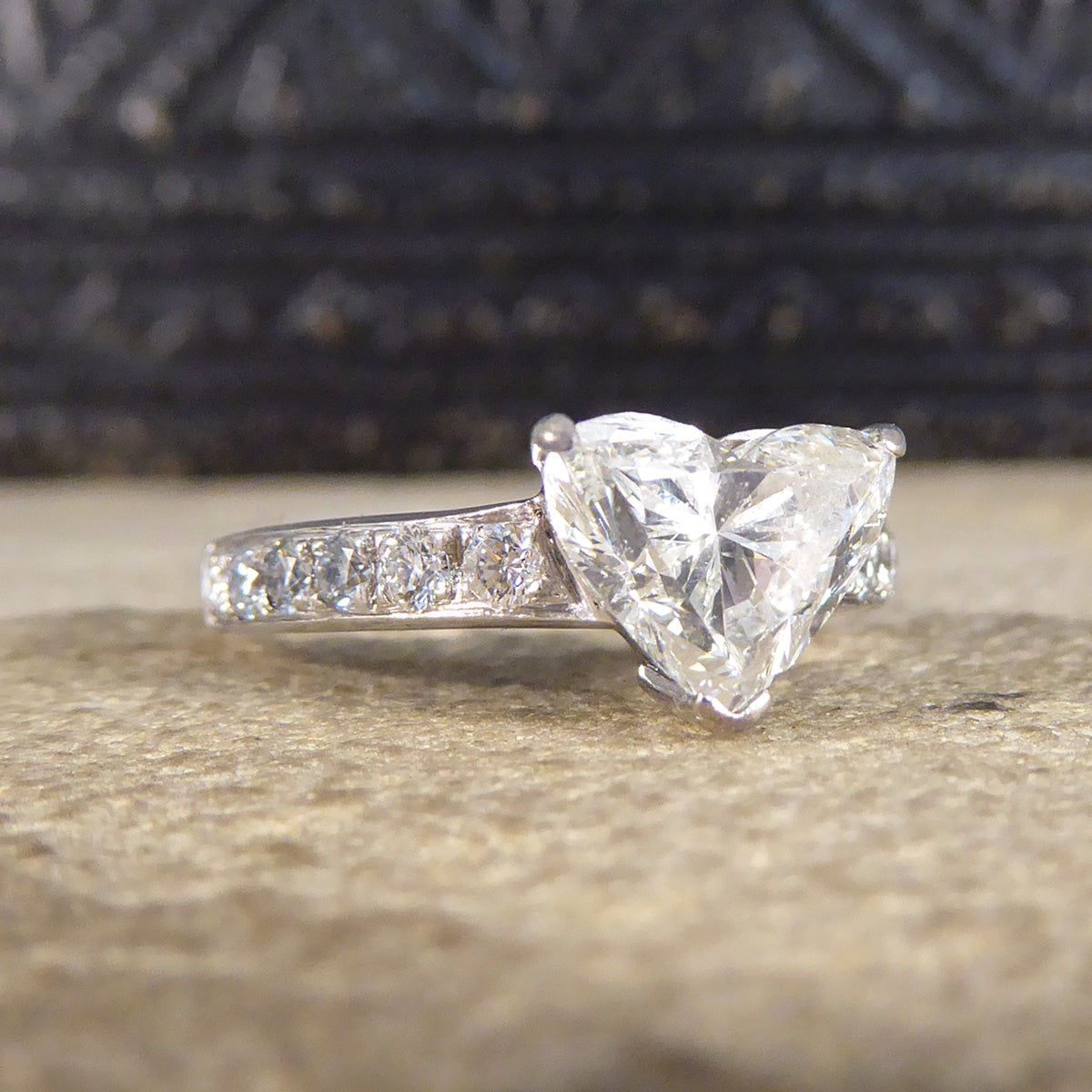 ON HOLD 1.51ct Heart Cut Diamond Engagement Ring with Brilliant Cut Diamond Shoulders in 18ct White Gold