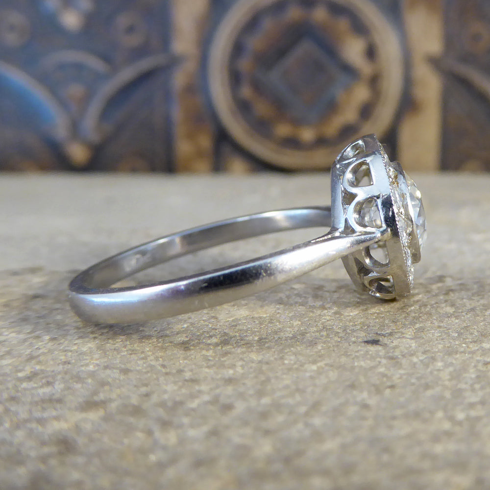 Contemporary Diamond Target Ring Modelled in 18ct White Gold and Platinum