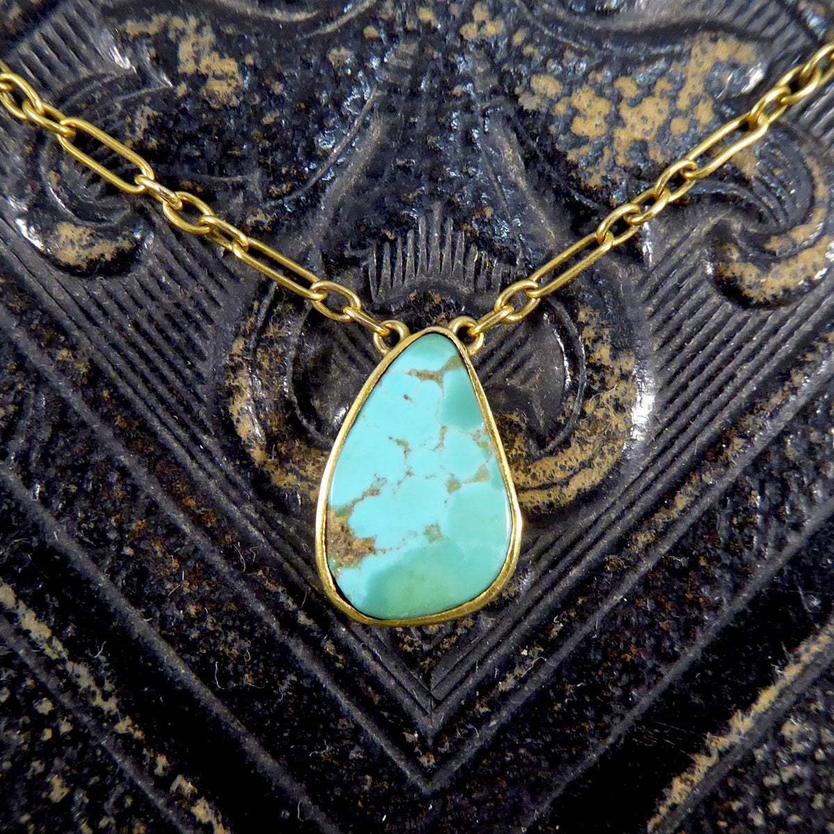 Antique Collar set Turquoise Spacer Necklace in 15ct Yellow Gold