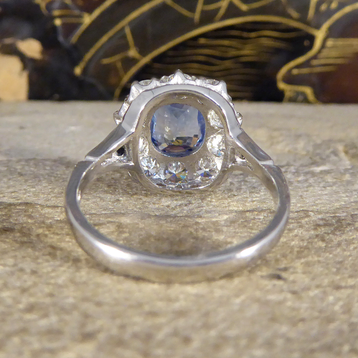 2.04ct Sapphire and 1.25ct Diamond Cluster Ring in 18ct White Gold and Platinum