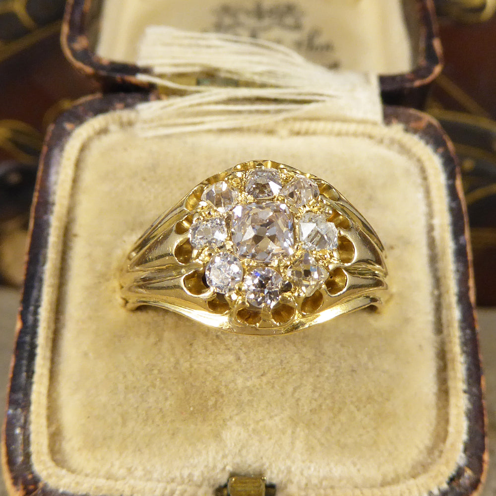 Late Victorian Diamond Cluster Ring in 18ct Yellow Gold